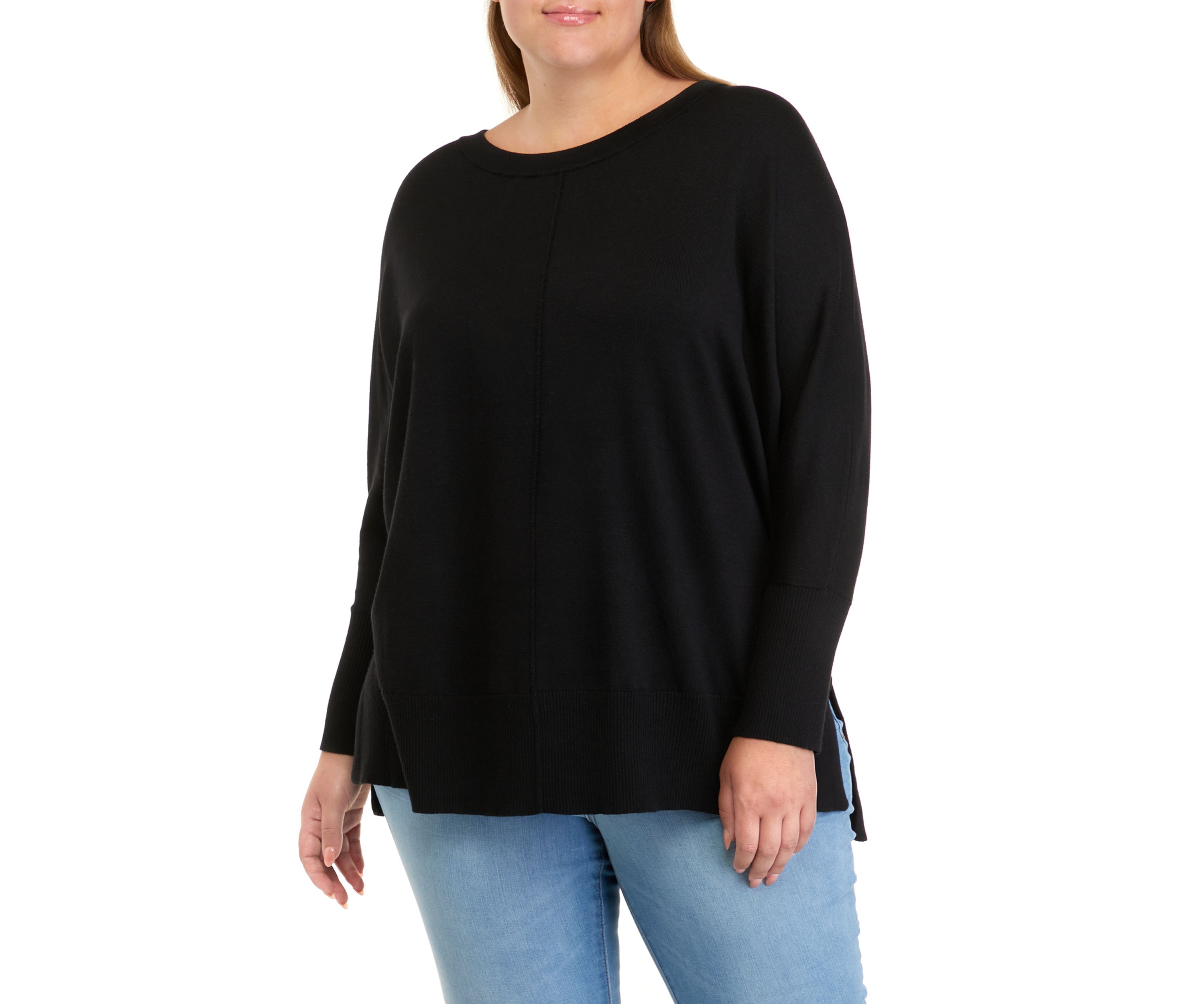 Plus Size Dolman Sleeve Round Neck Sweater