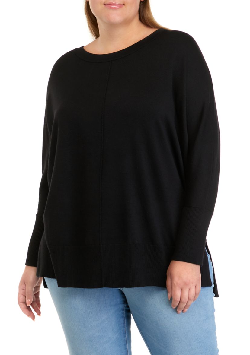 Plus Size Dolman Sleeve Round Neck Sweater