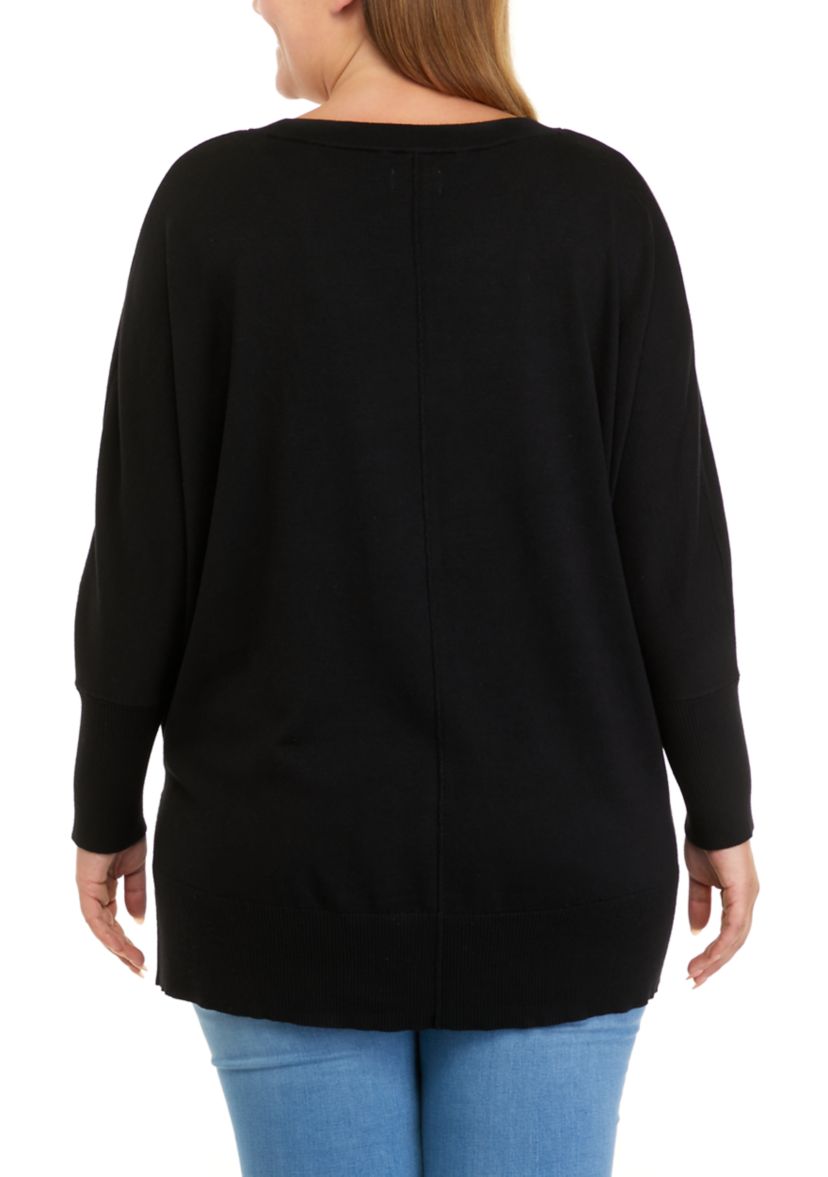 Plus Size Dolman Sleeve Round Neck Sweater