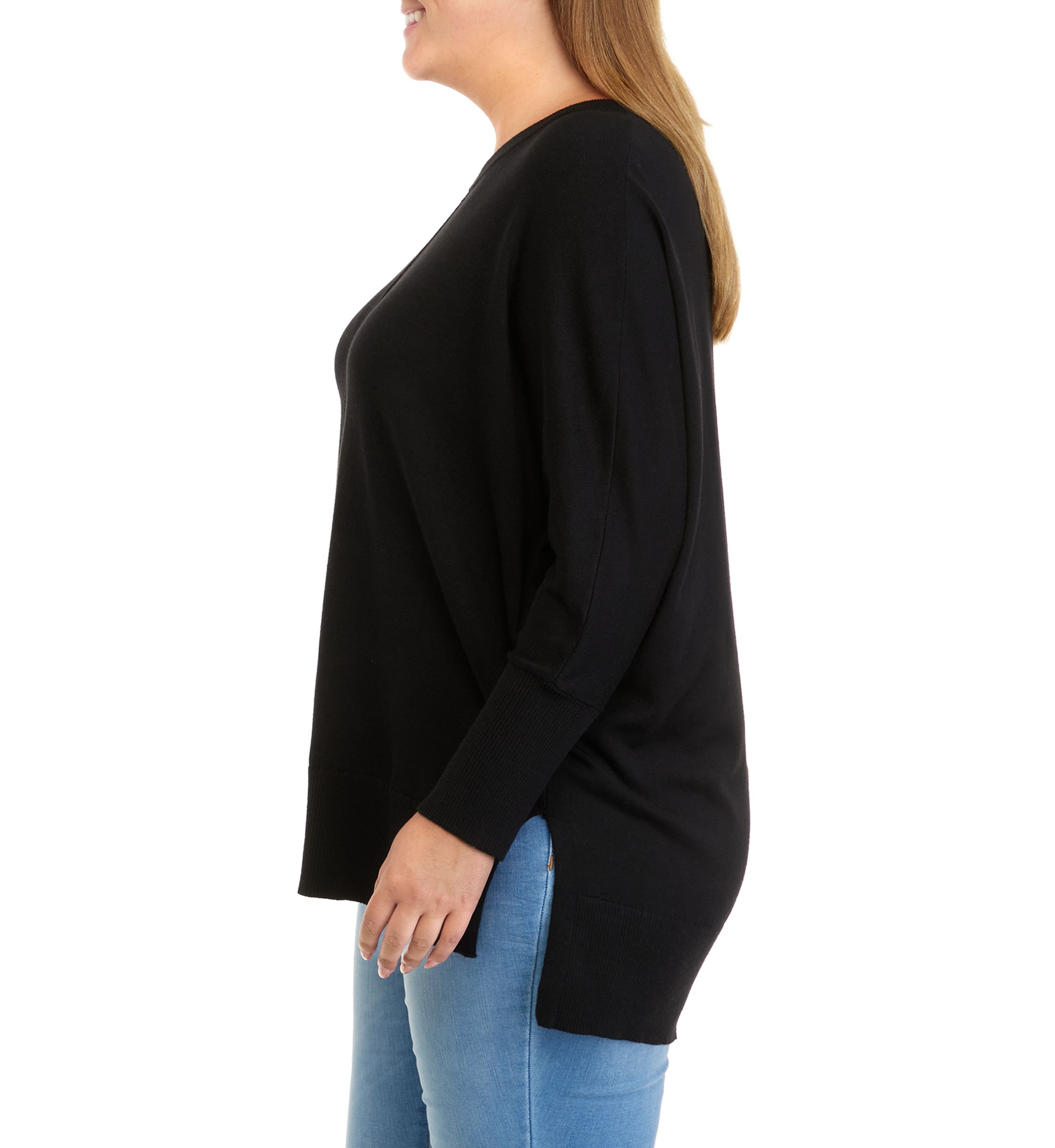 Plus Size Dolman Sleeve Round Neck Sweater