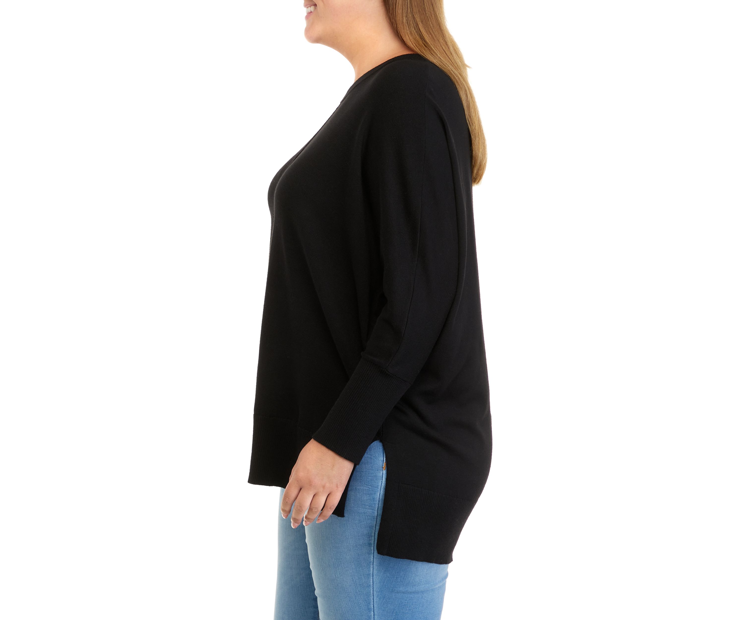 Plus Size Dolman Sleeve Round Neck Sweater