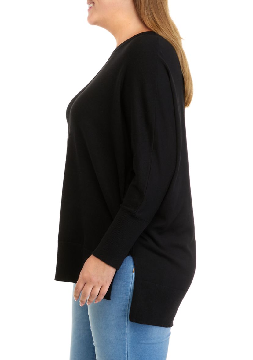 Plus Size Dolman Sleeve Round Neck Sweater