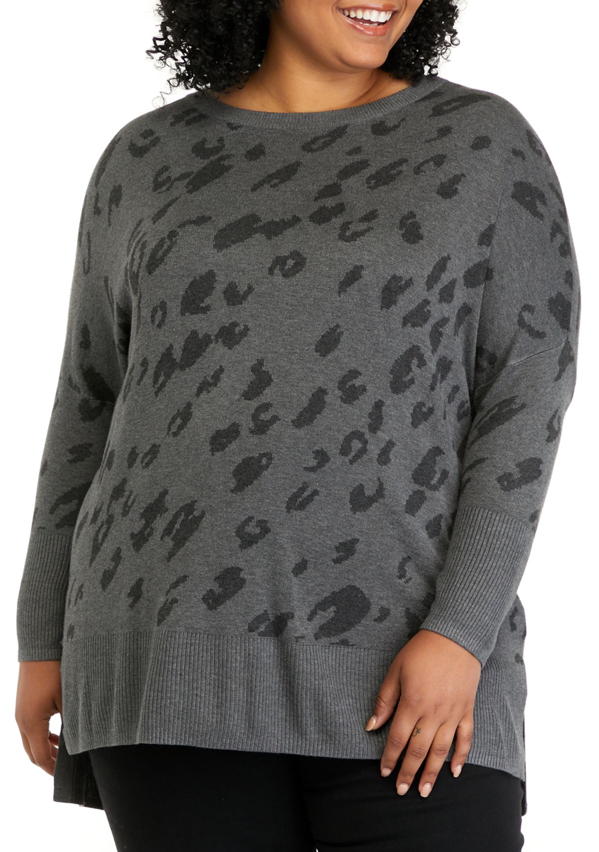 Plus Size Dolman Sleeve Crew Neck Sweater