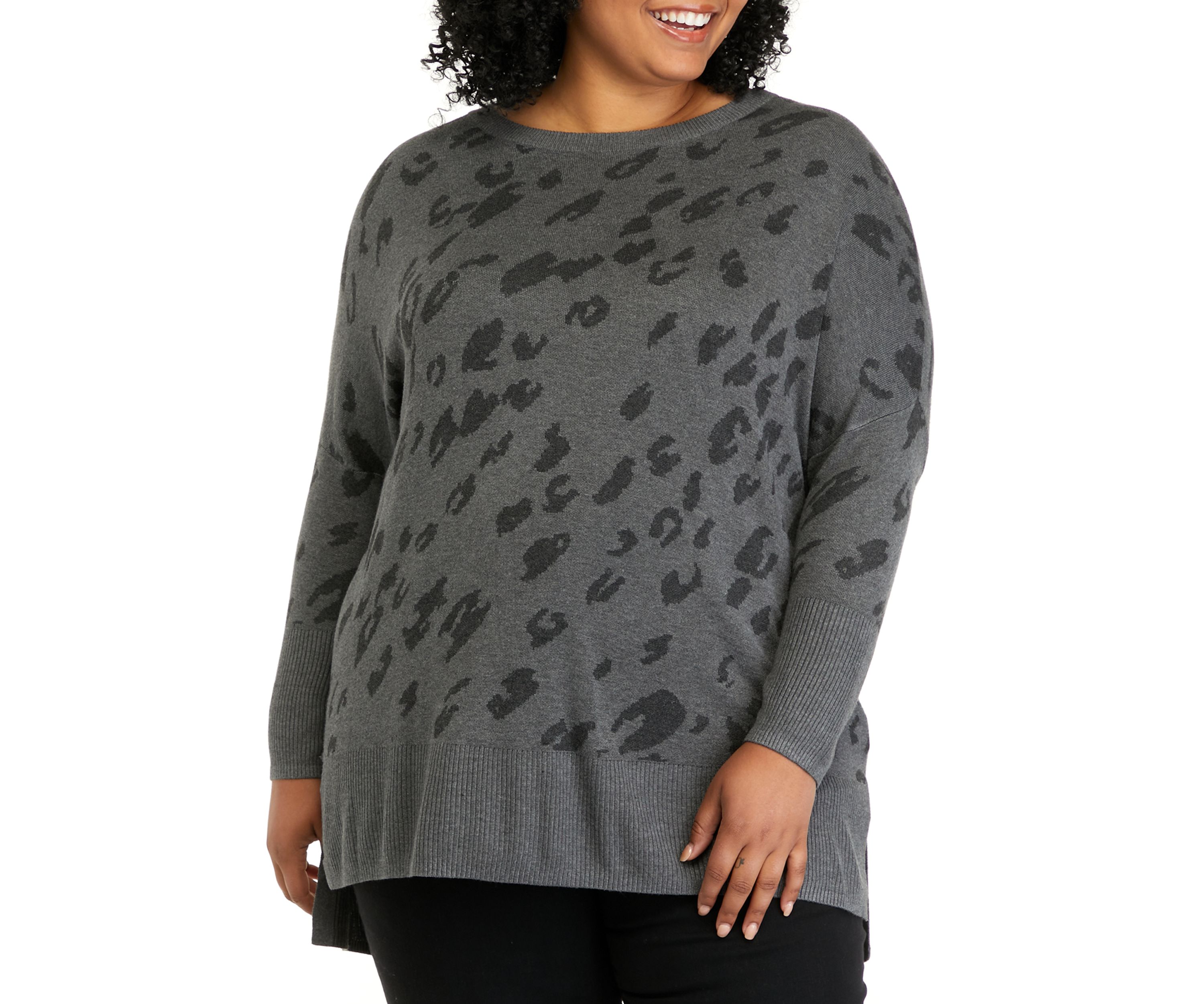 Plus Size Dolman Sleeve Crew Neck Sweater