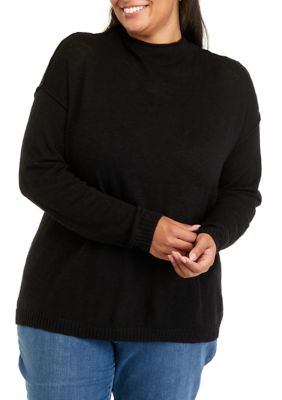 Wonderly Women's Plus Size Funnel Neck Sweater, Black, 1X -  0480012178605