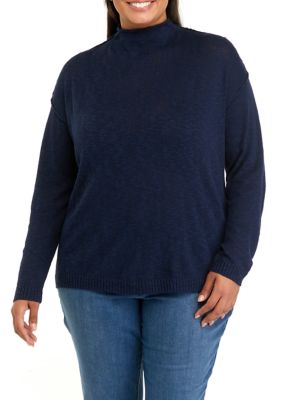 Wonderly Women's Plus Size Funnel Neck Sweater, Blue -  0480012179008