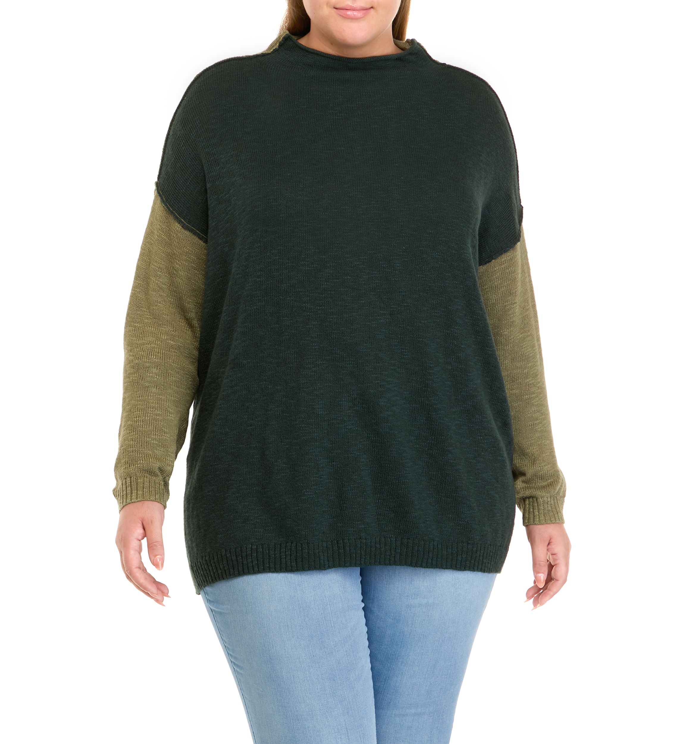 Plus Size Funnel Neck Pullover Sweater