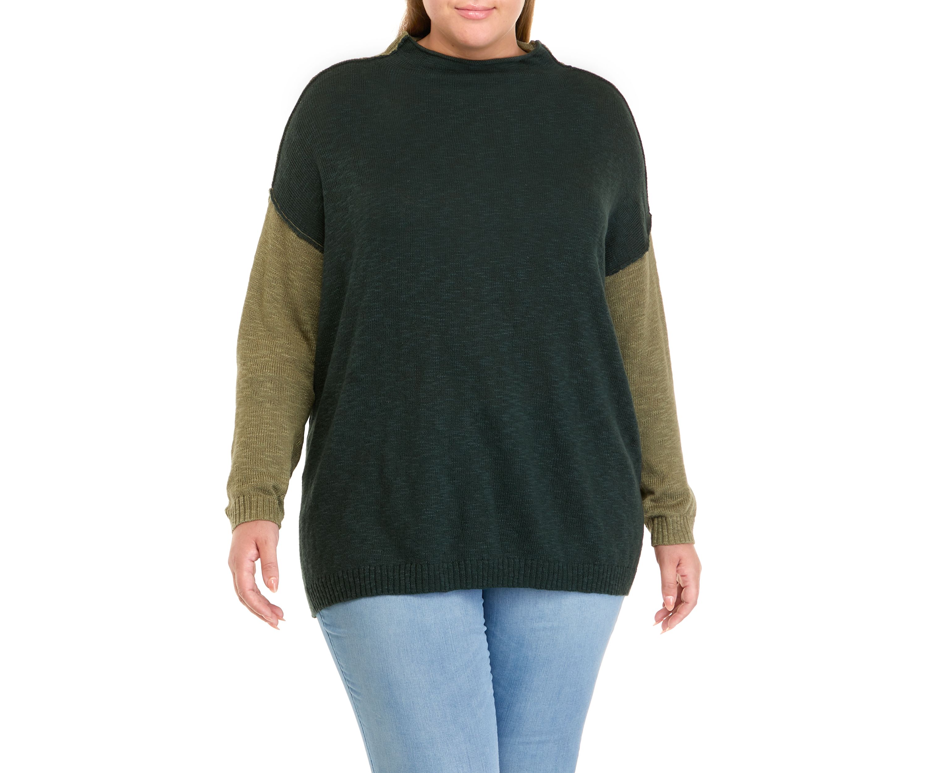 Plus Size Funnel Neck Pullover Sweater