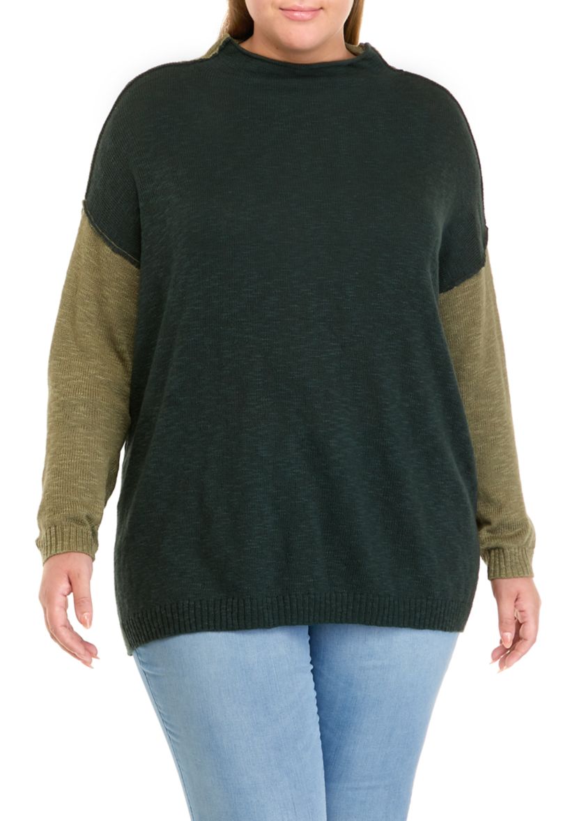 Plus Size Funnel Neck Pullover Sweater
