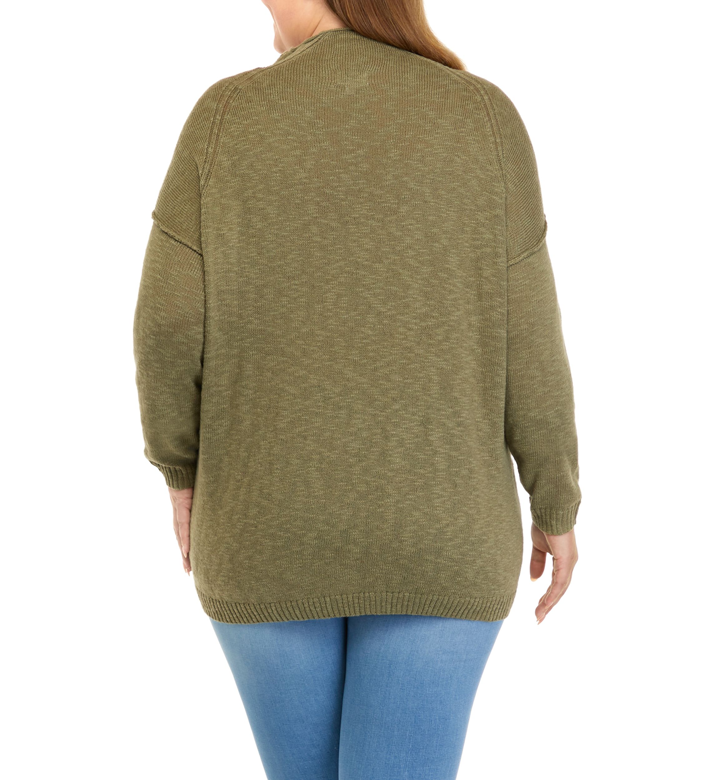 Plus Size Funnel Neck Pullover Sweater