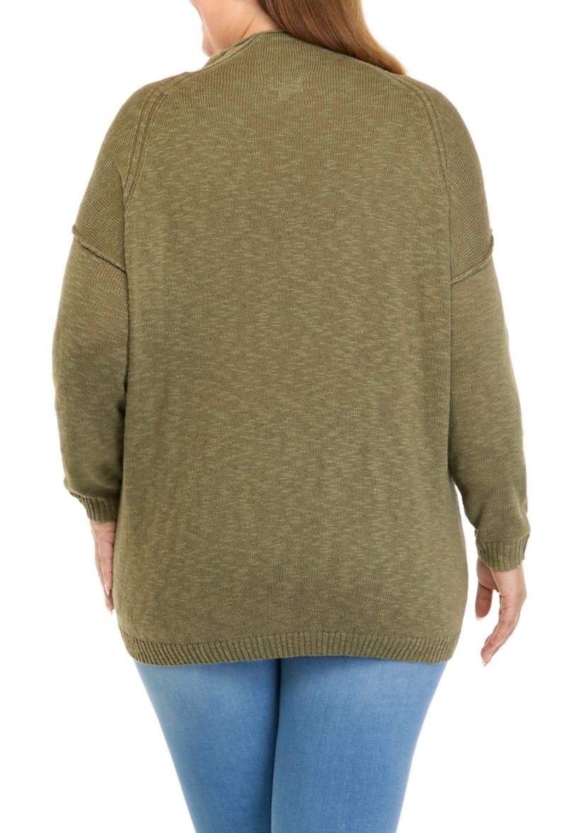 Plus Size Funnel Neck Pullover Sweater