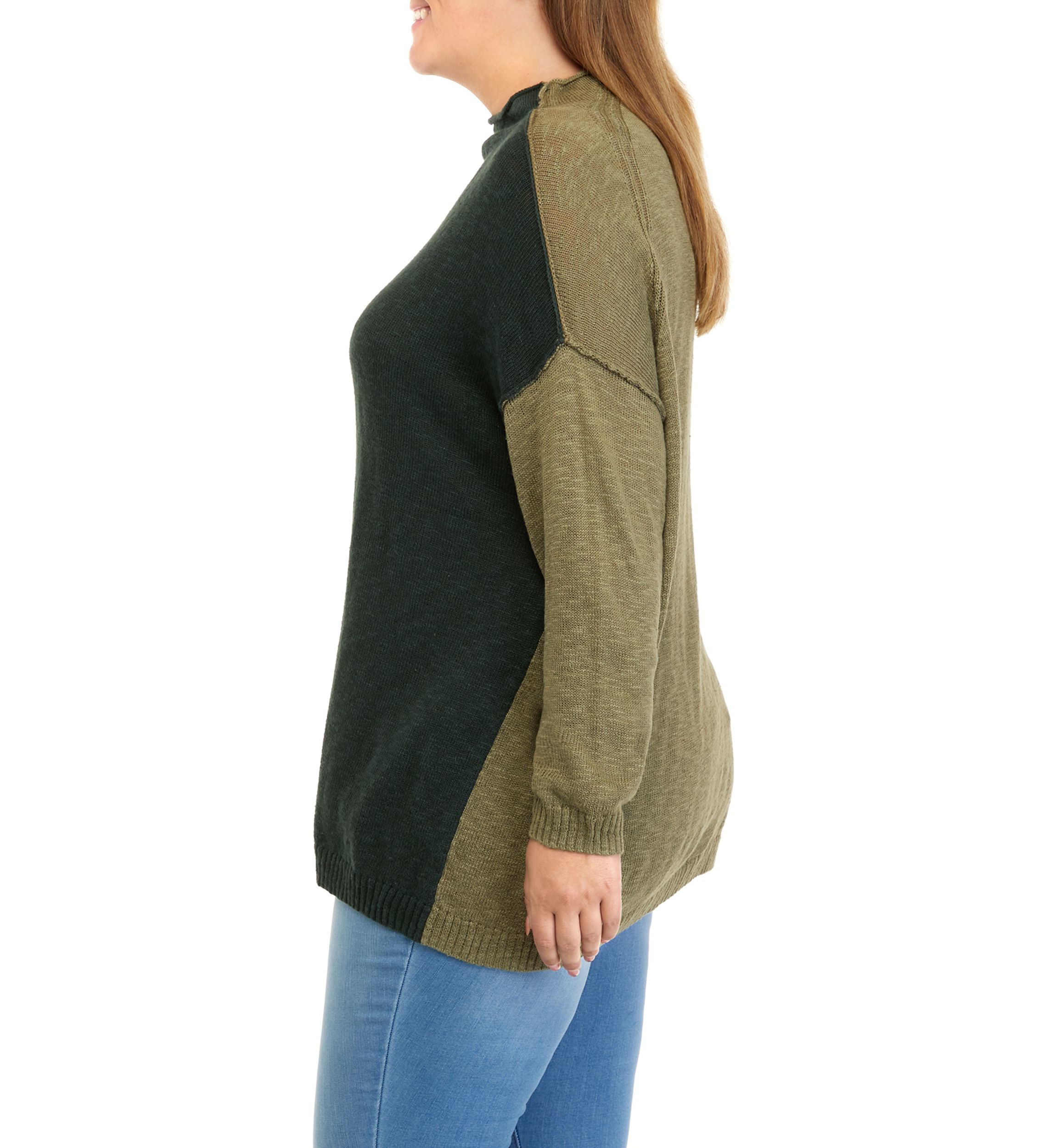 Plus Size Funnel Neck Pullover Sweater