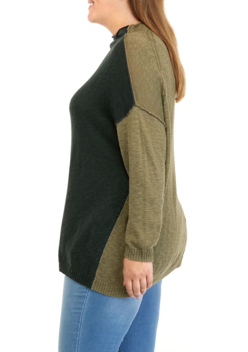 Plus Size Funnel Neck Pullover Sweater