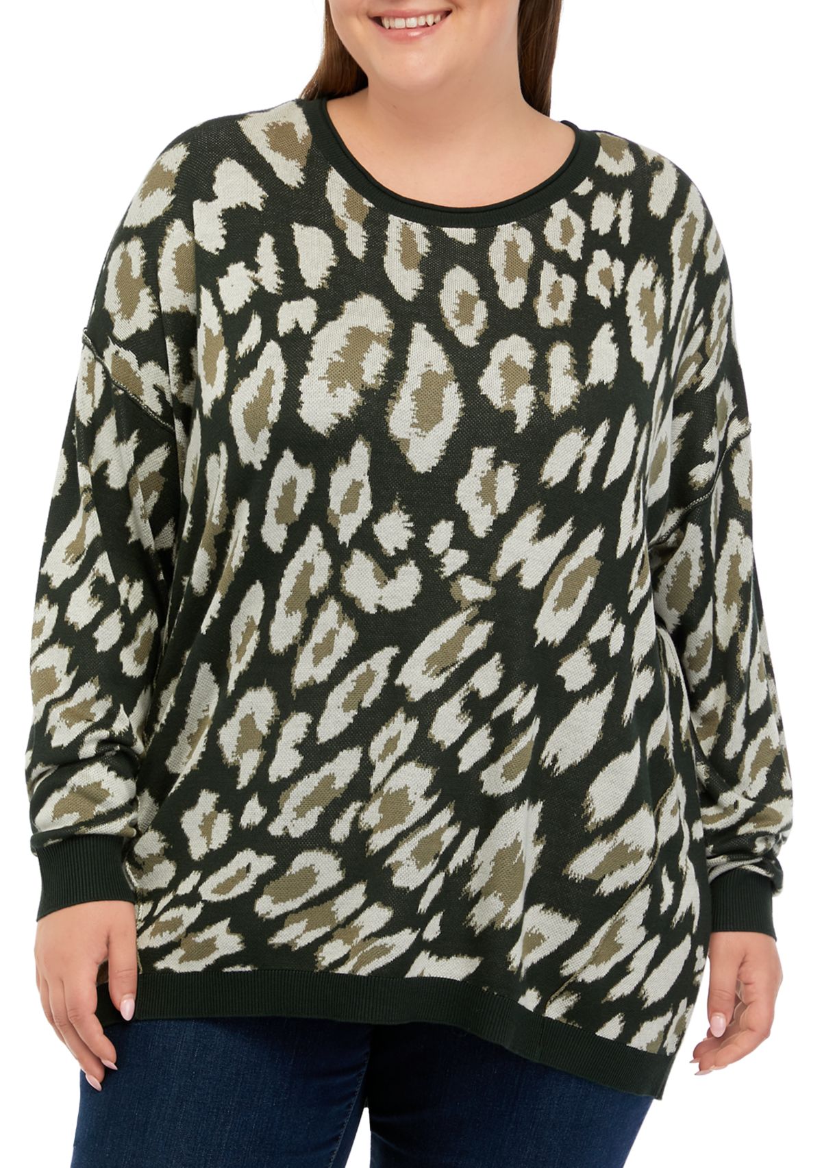 Plus Size Printed Pullover Sweater