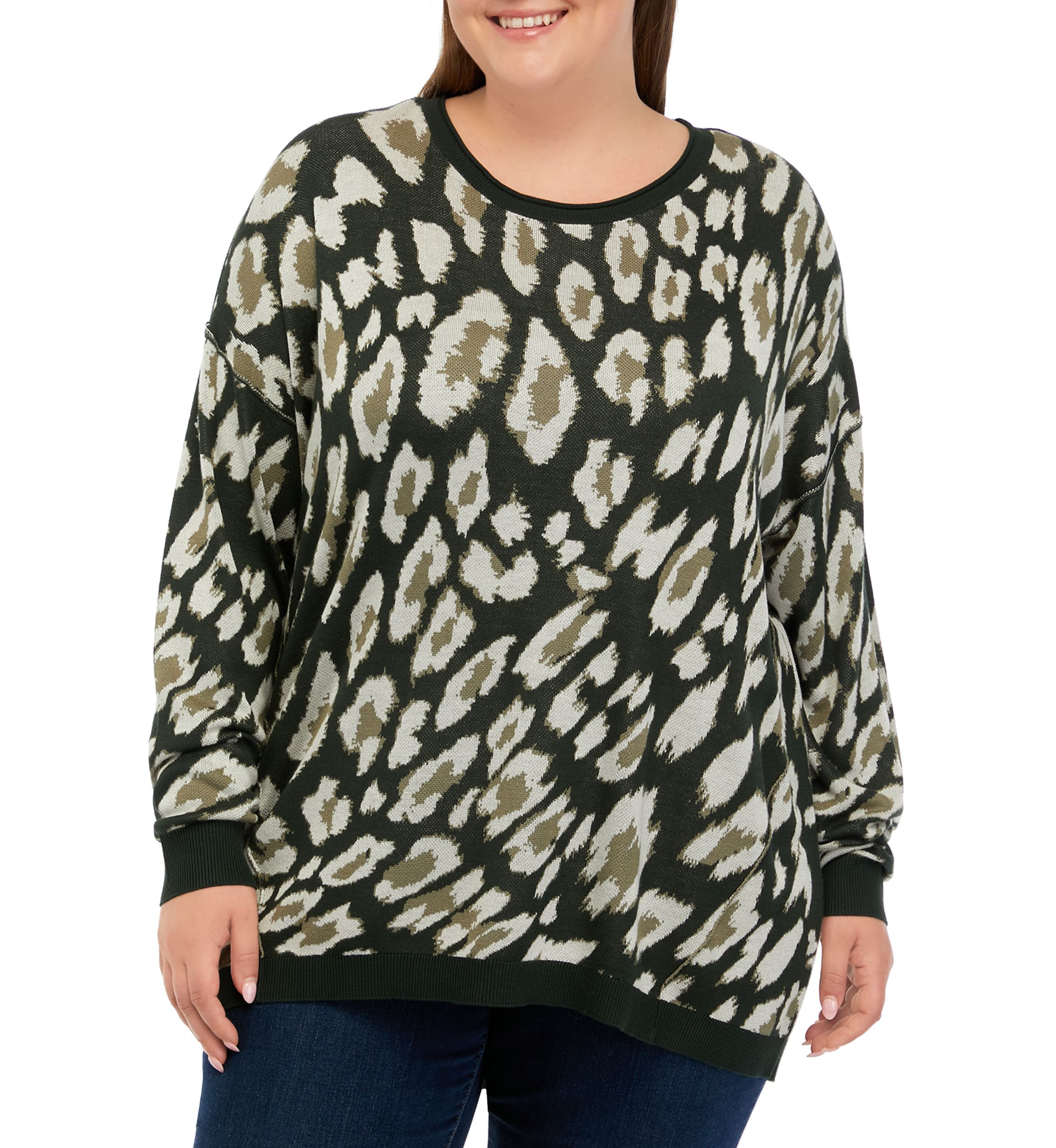 Plus Size Printed Pullover Sweater