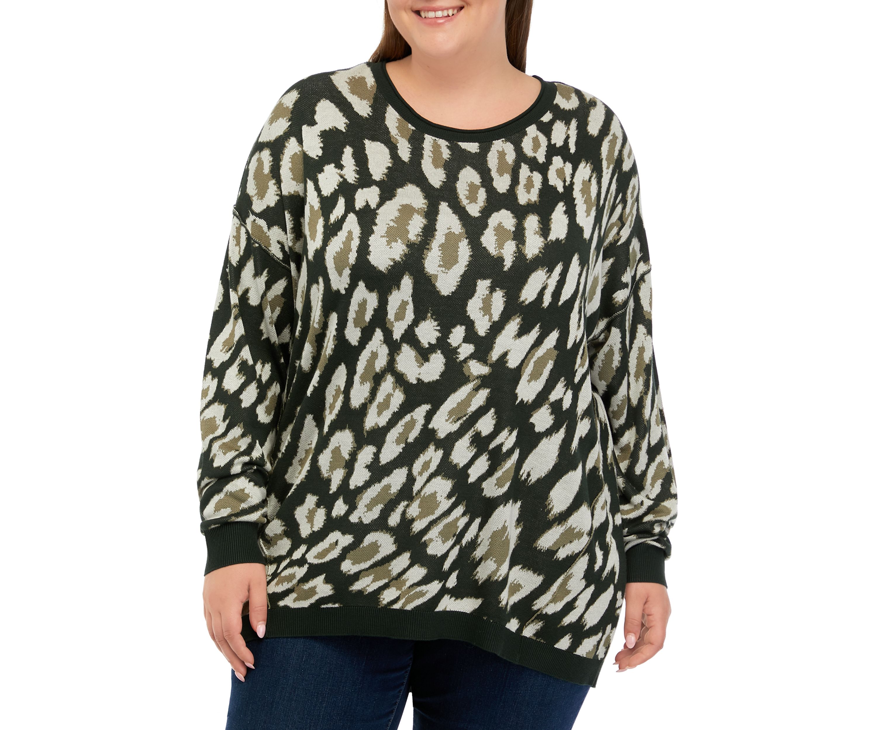 Plus Size Printed Pullover Sweater