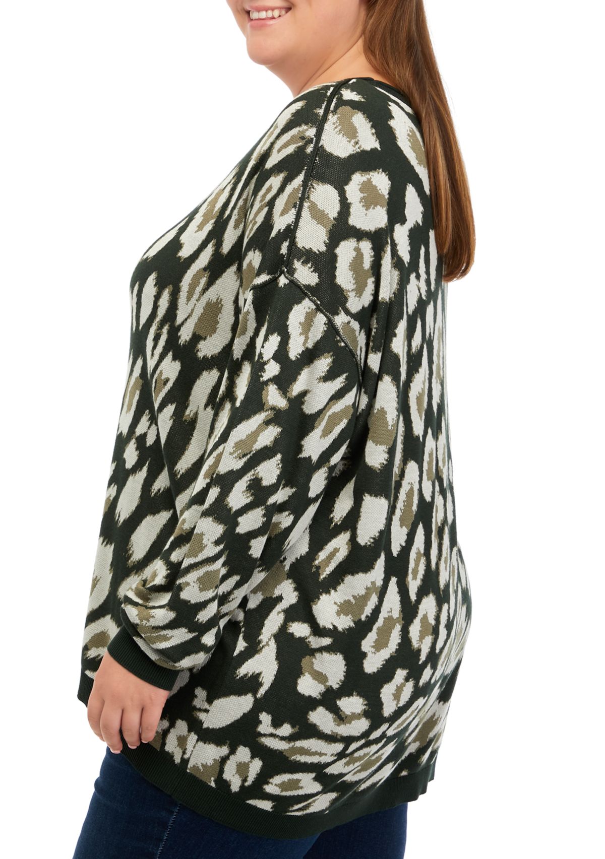 Plus Size Printed Pullover Sweater
