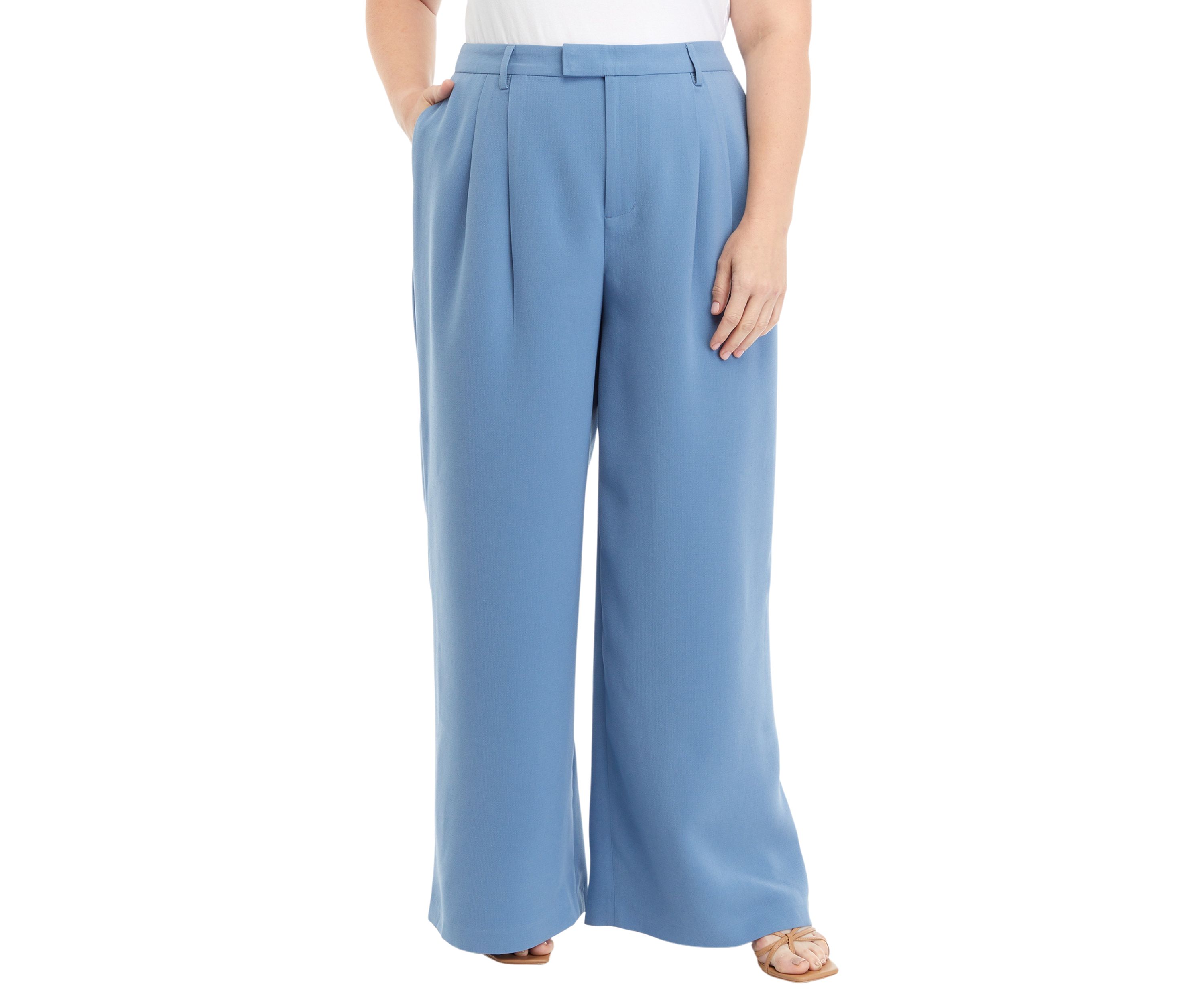 Plus Size High Rise Extended Tab Trouser Pants
