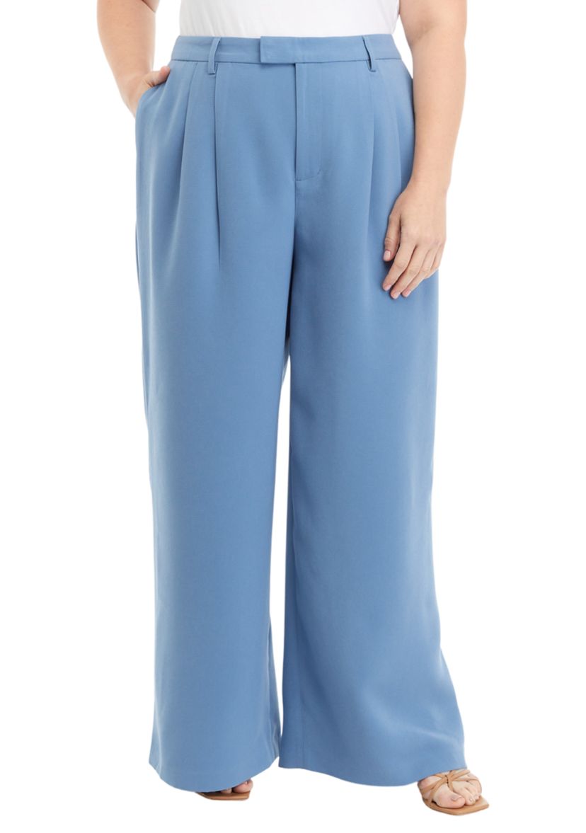 Plus Size High Rise Extended Tab Trouser Pants
