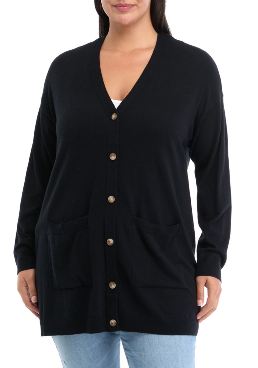 Plus Size Button Front Duster Cardigan