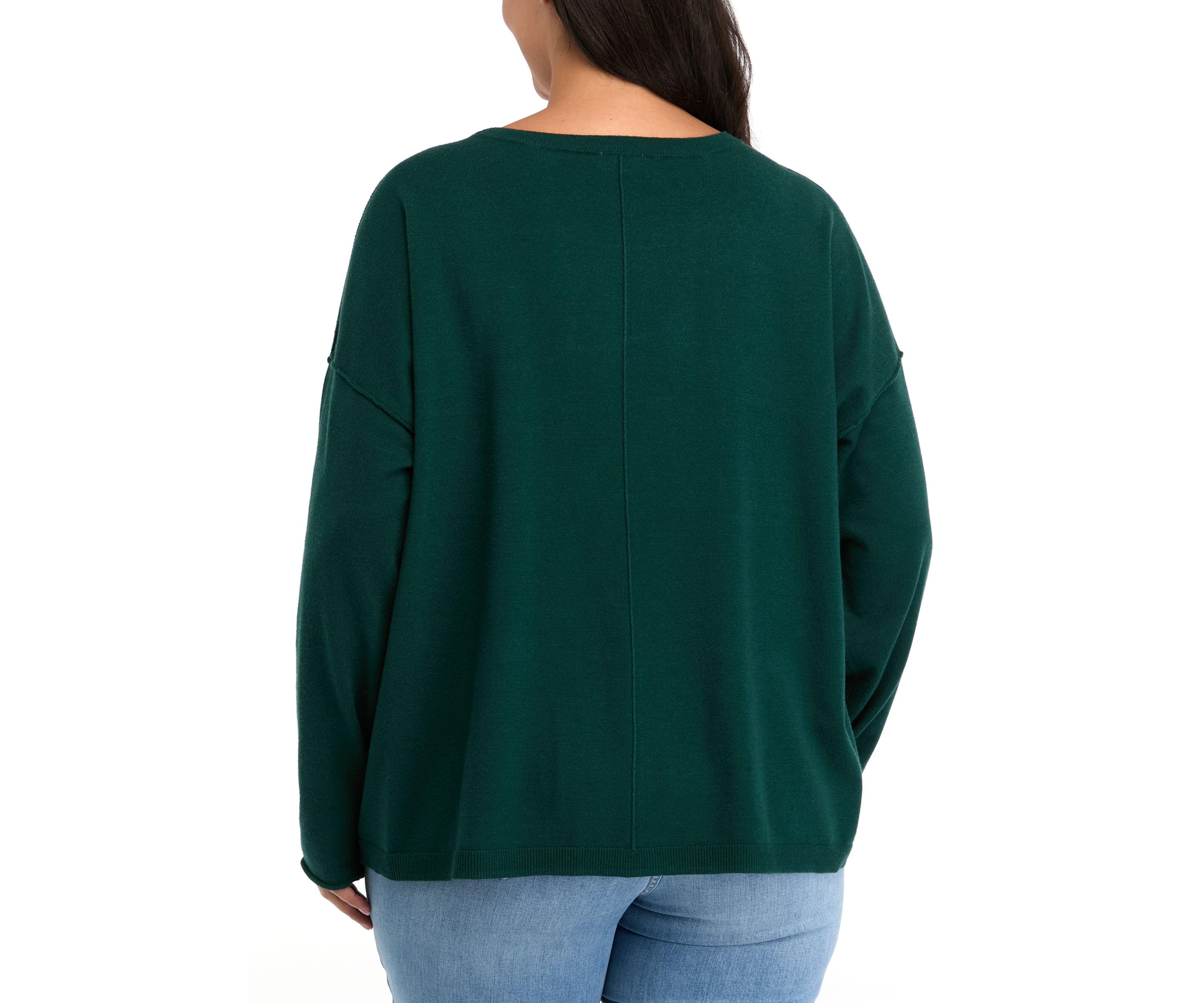 Plus Size Seamed Front Solid Sweater