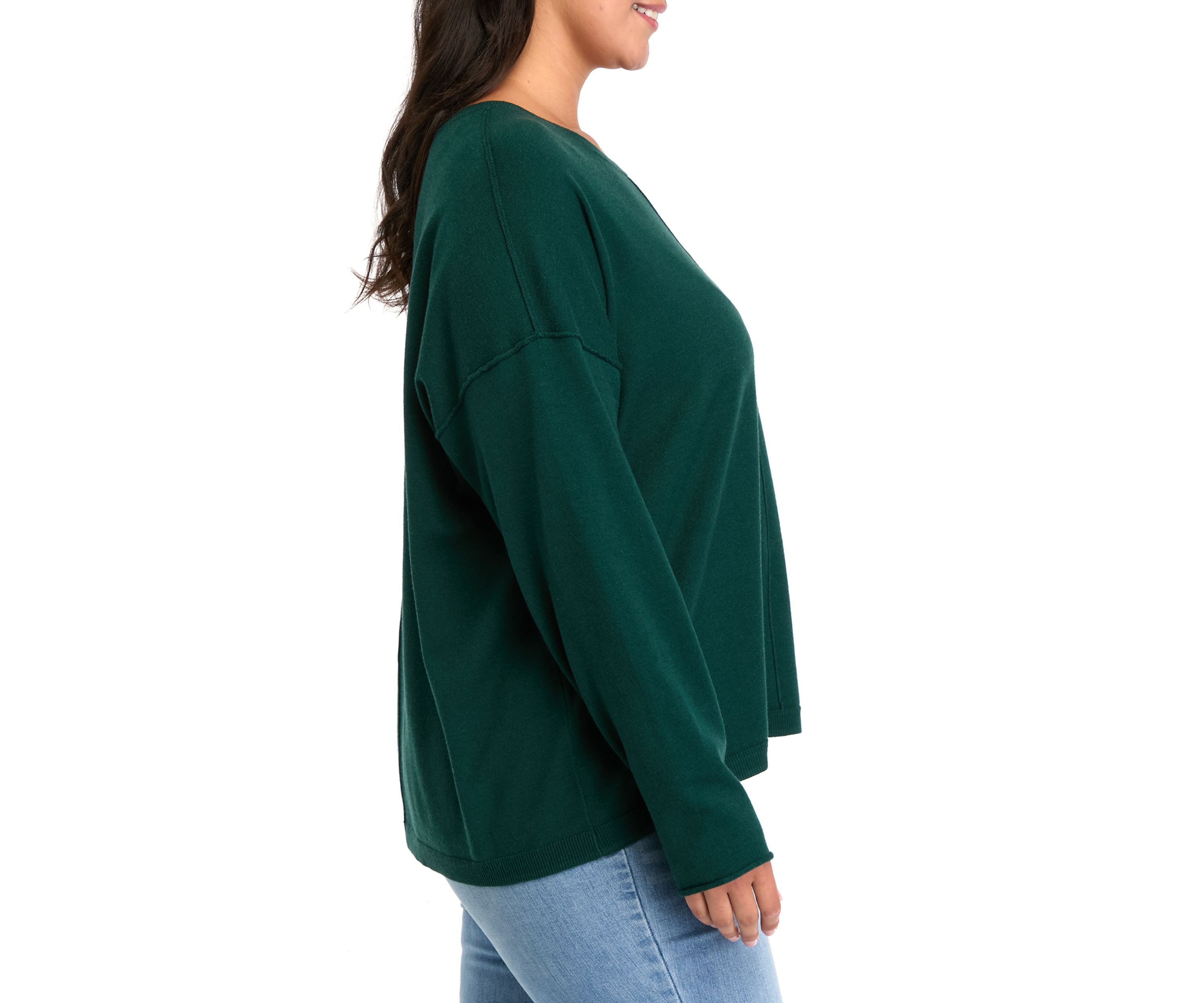 Plus Size Seamed Front Solid Sweater