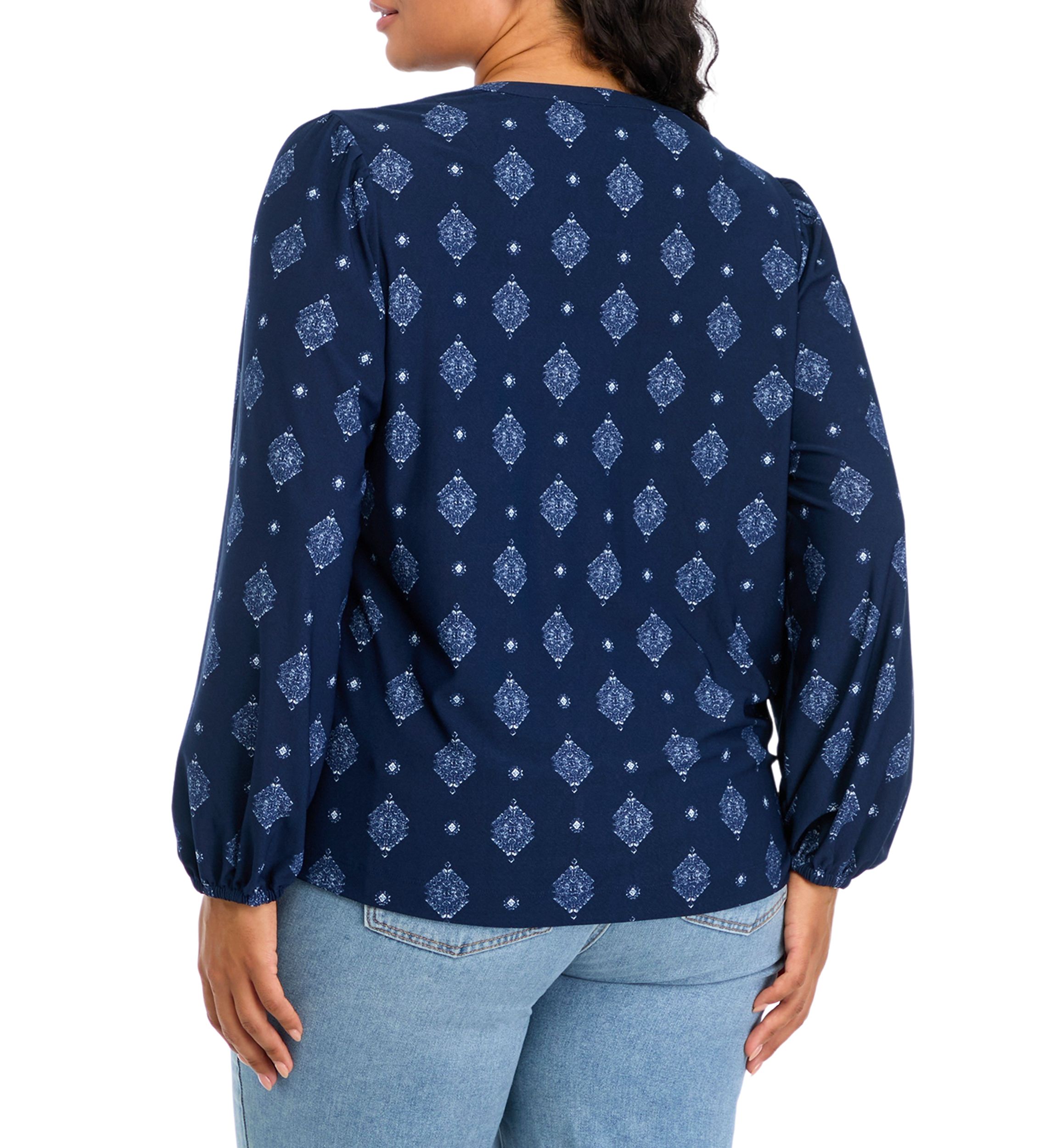 Plus Size Printed Popover Blouse