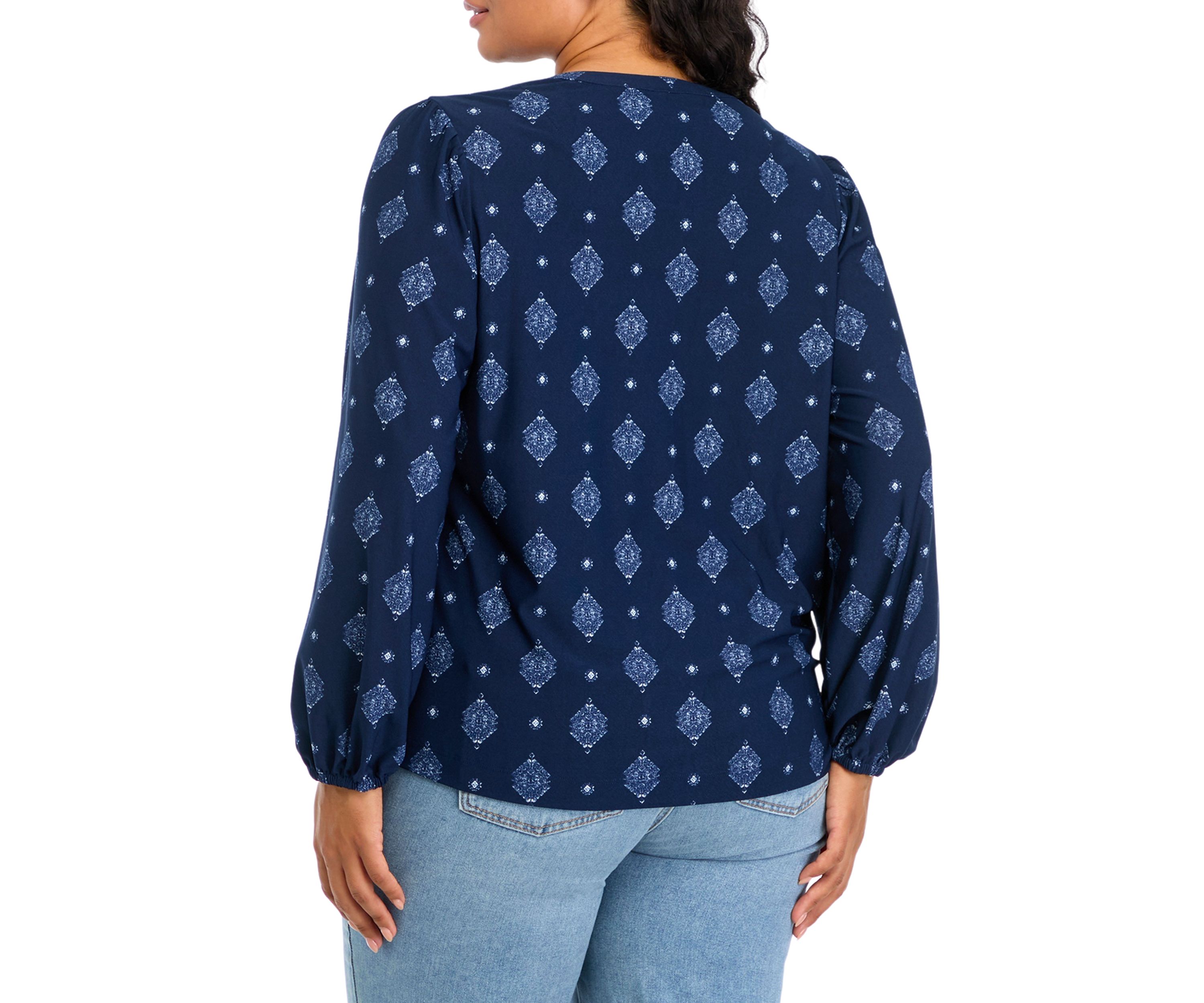 Plus Size Printed Popover Blouse