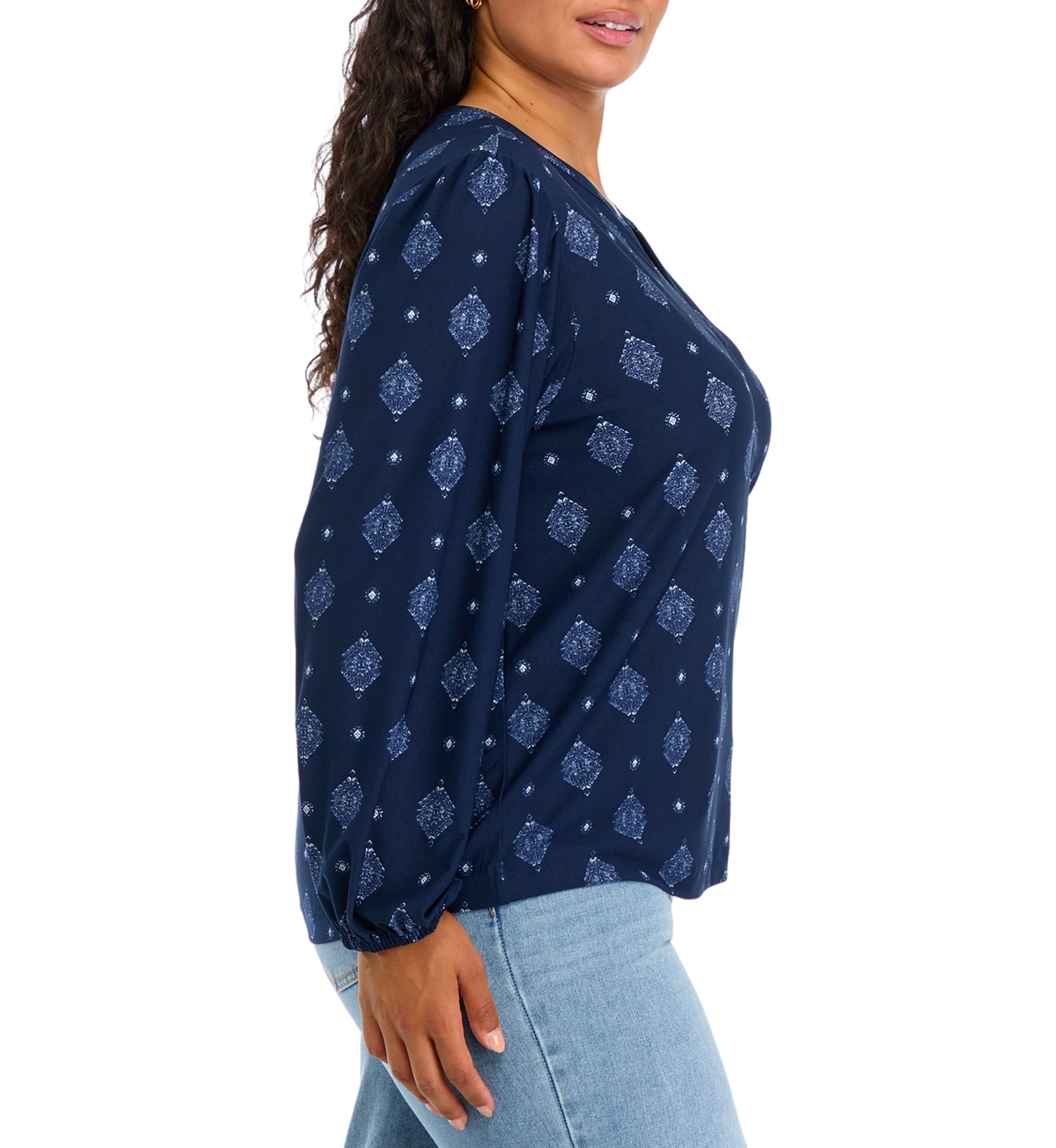 Plus Size Printed Popover Blouse