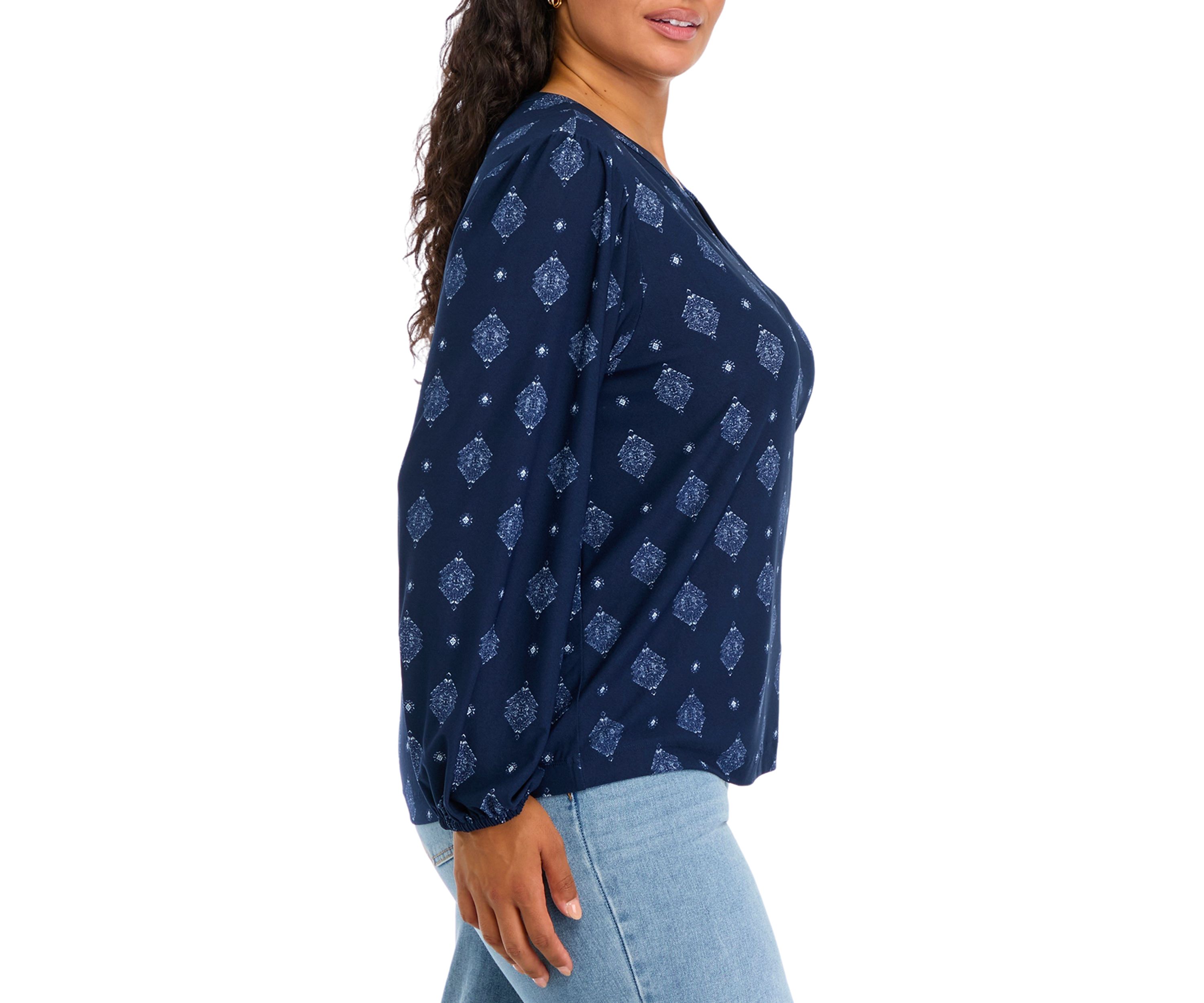Plus Size Printed Popover Blouse