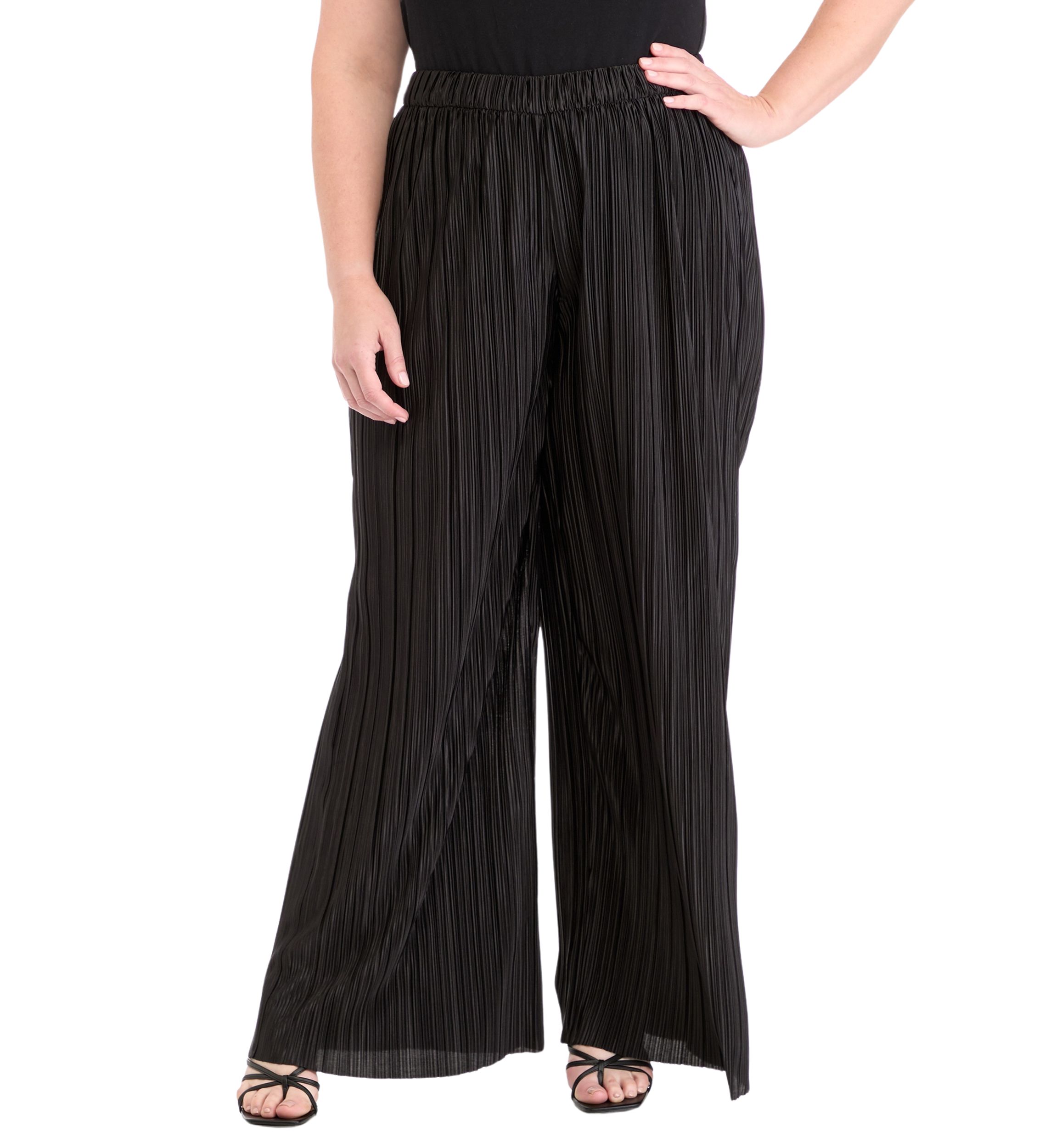 Plus Size Pleated Wide Leg Pants 