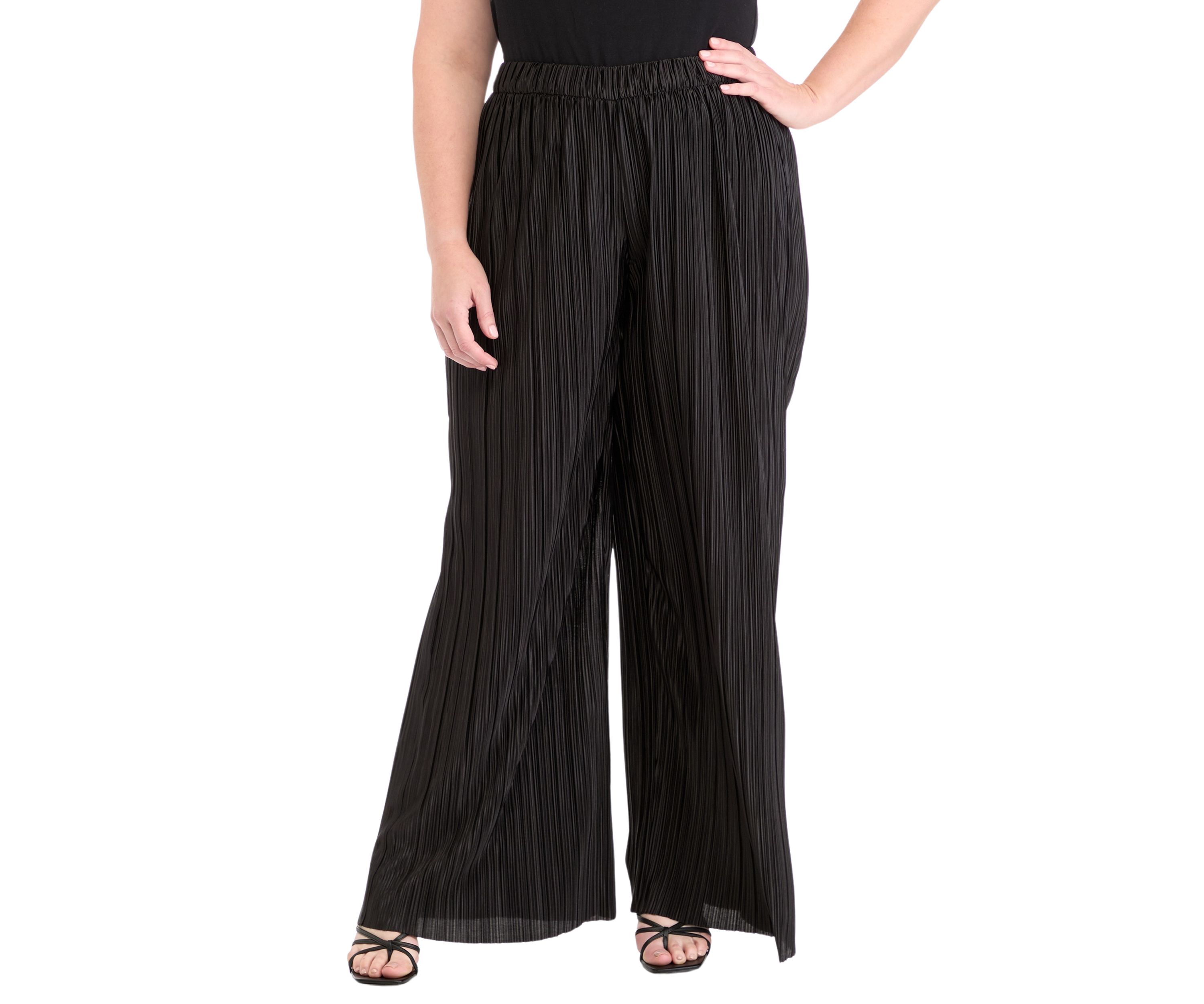 Plus Size Pleated Wide Leg Pants 