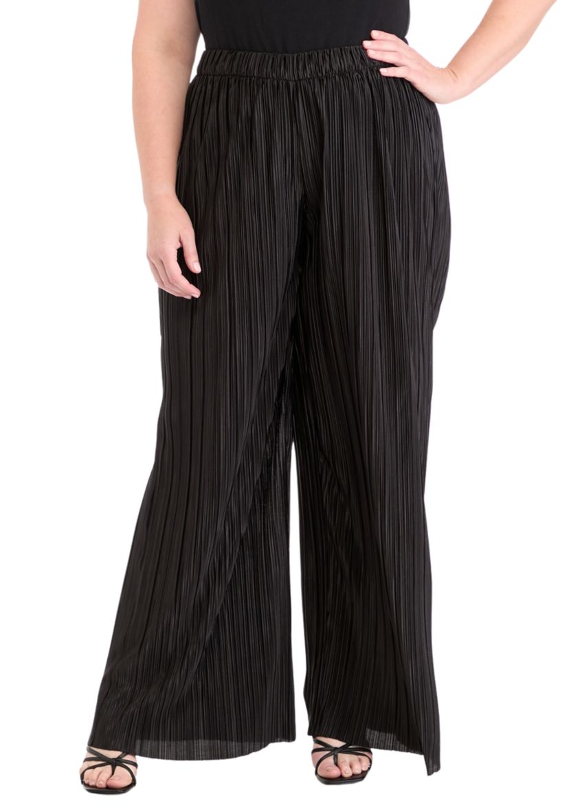 Plus Size Pleated Wide Leg Pants 