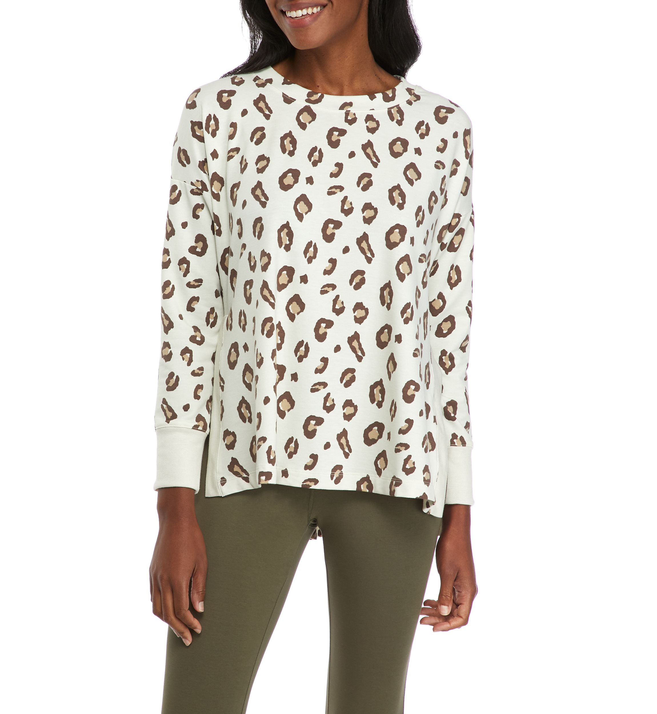 Studio Womens Long Sleeve Side Slit Tunic 