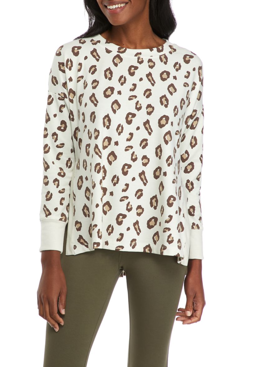 Studio Womens Long Sleeve Side Slit Tunic 