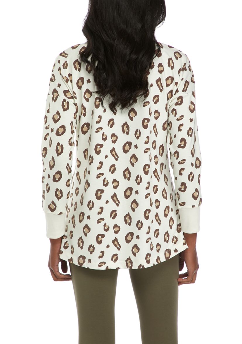 Studio Womens Long Sleeve Side Slit Tunic 