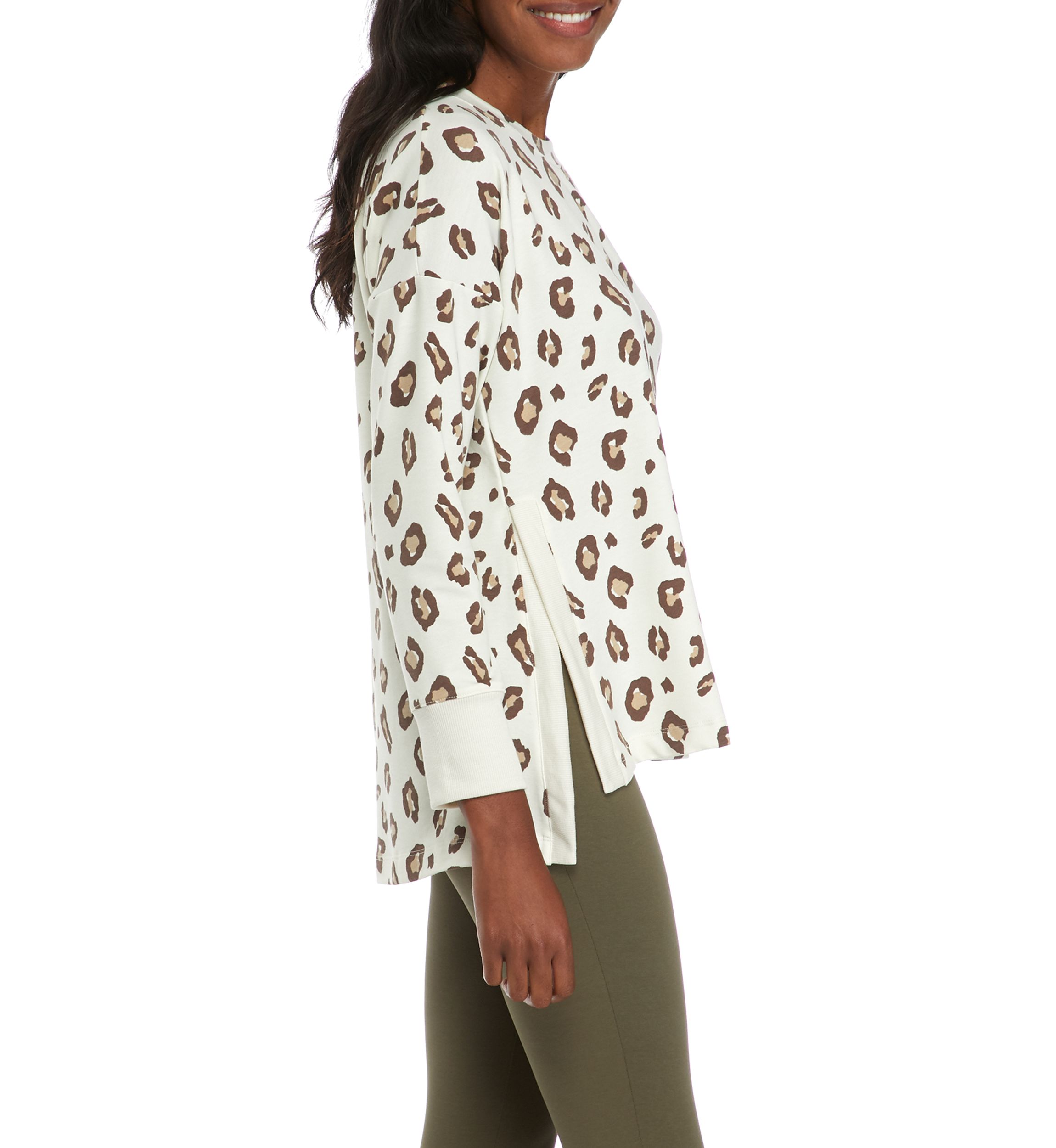 Studio Womens Long Sleeve Side Slit Tunic 