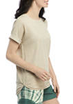 Studio Womens Short Sleeve Baby Terry T-Shirt 
