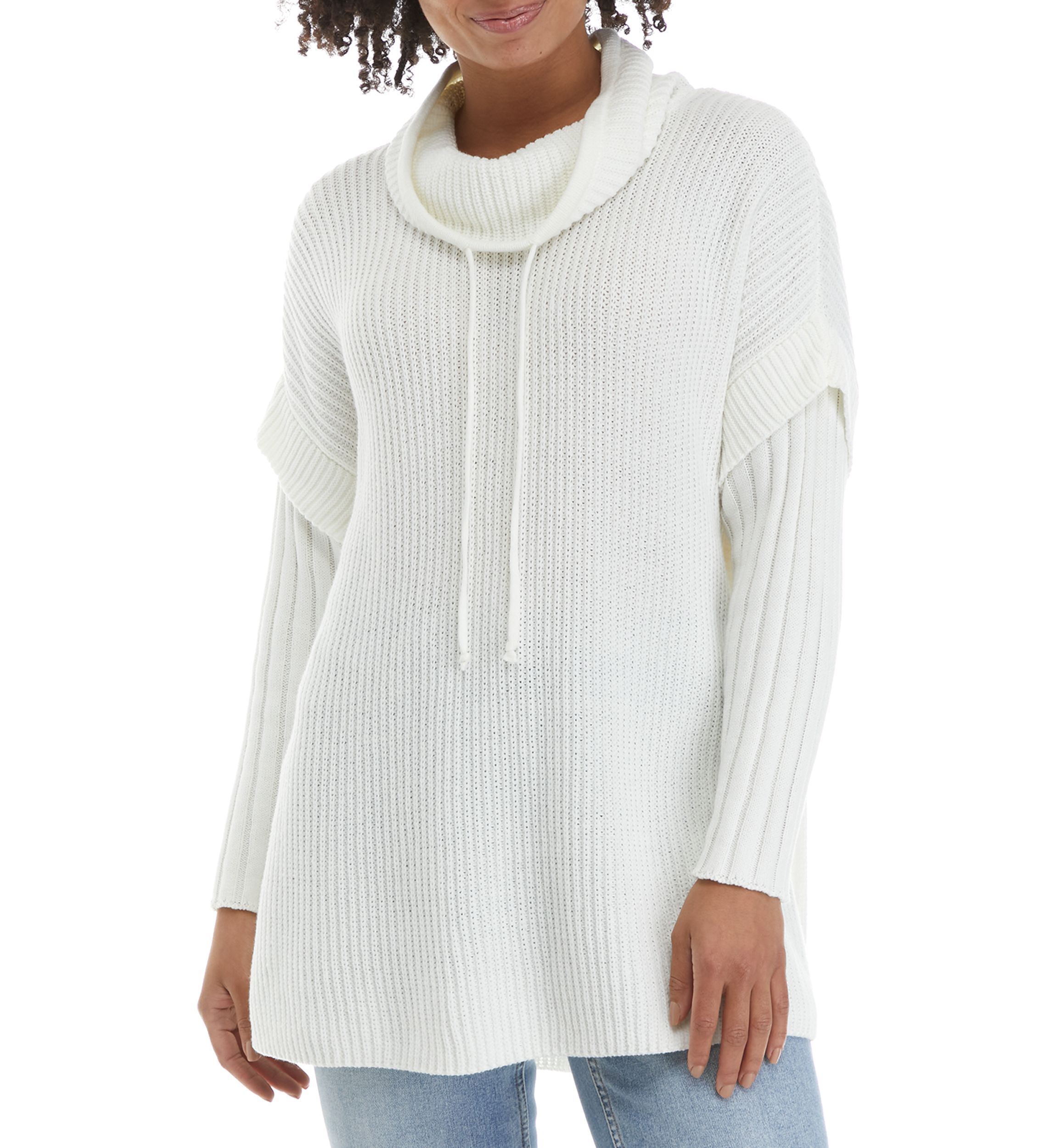 Studio Womens Long Sleeve Funnel Neck Sweater 