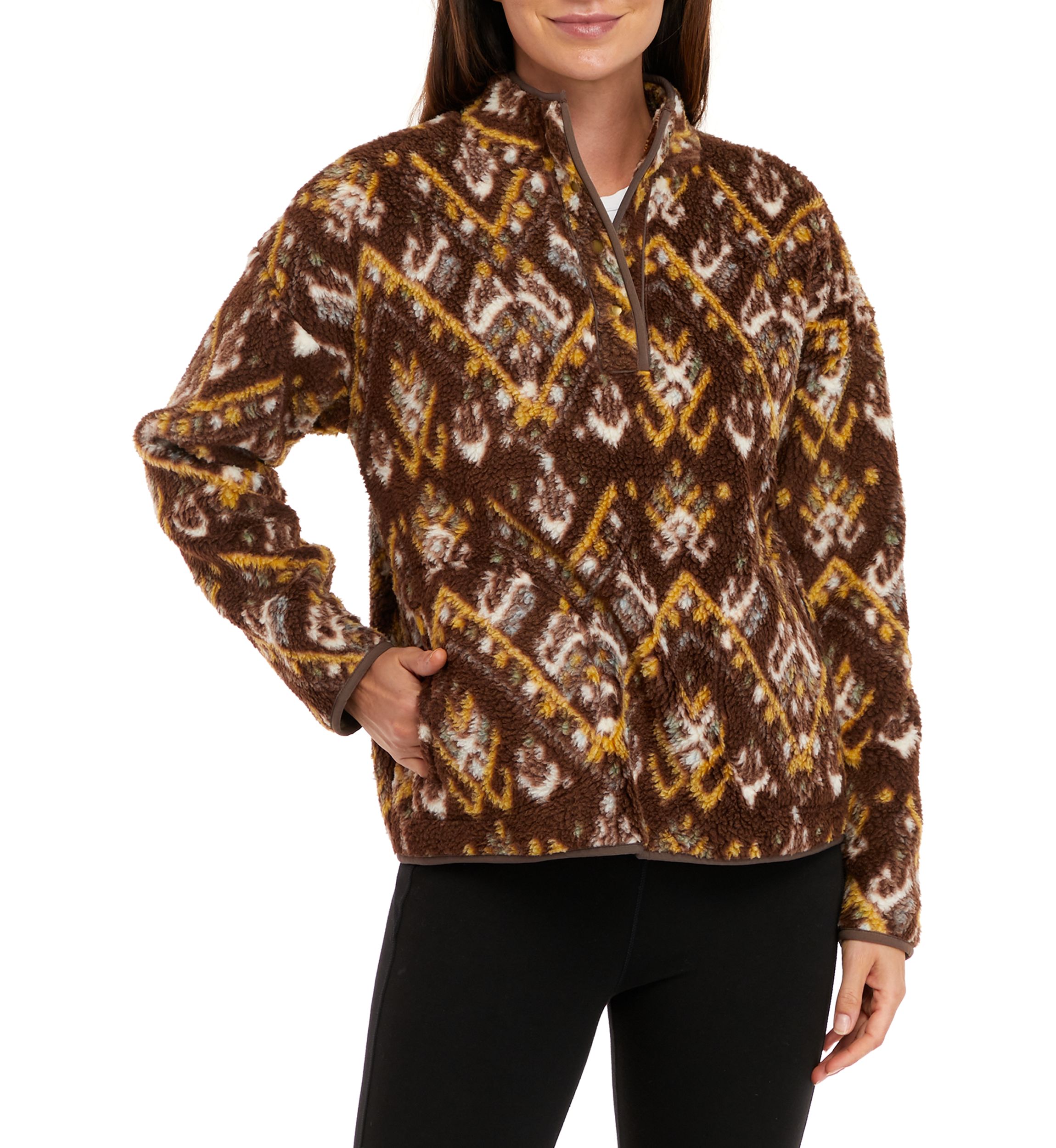 Womens Sherpa Popover Printed Jacket