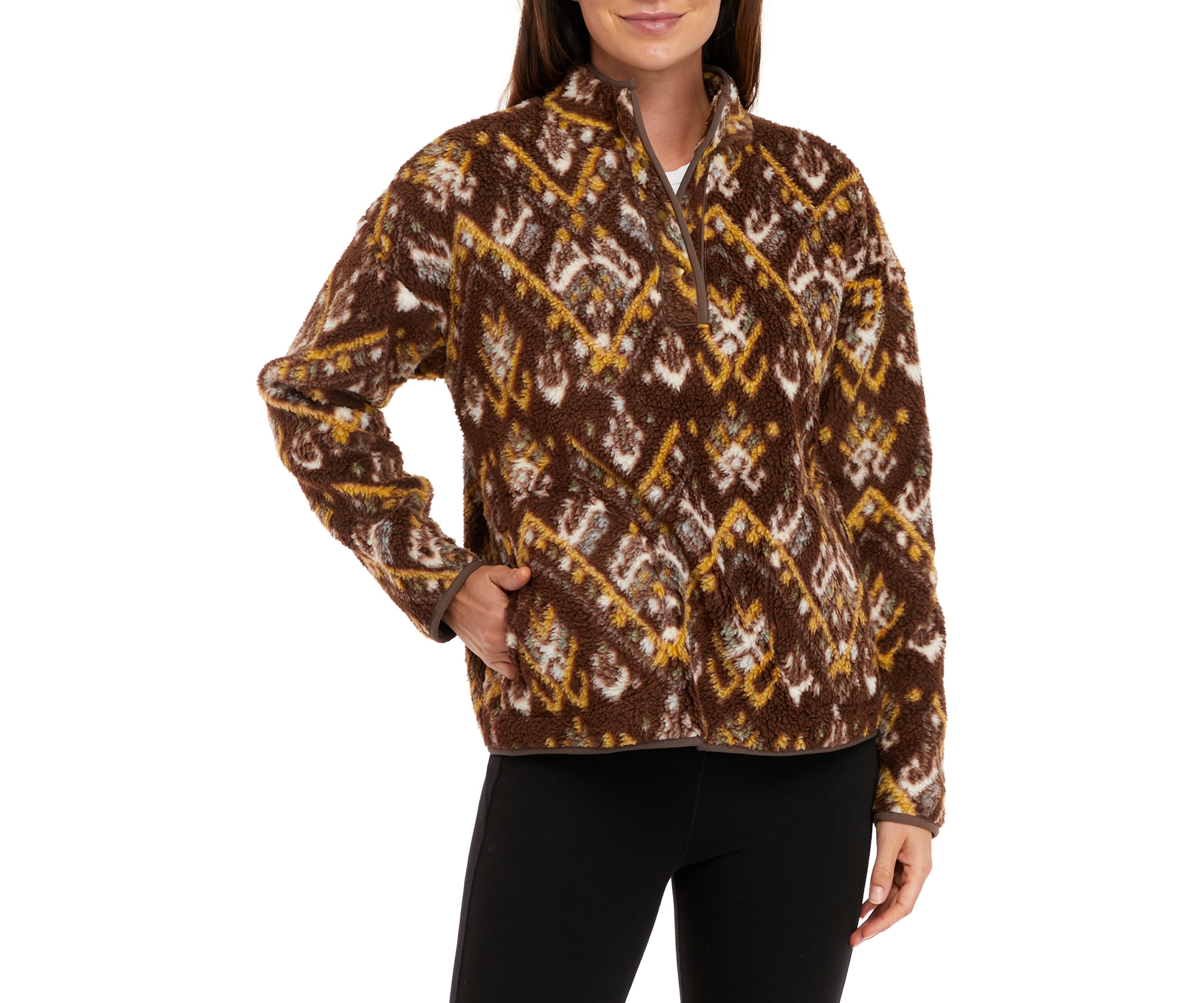 Womens Sherpa Popover Printed Jacket