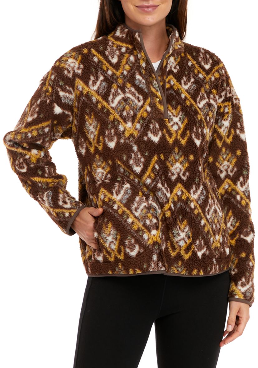 Womens Sherpa Popover Printed Jacket