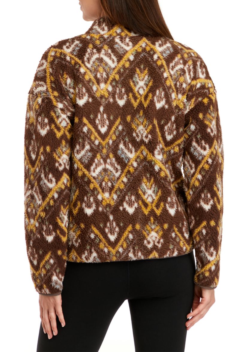 Womens Sherpa Popover Printed Jacket
