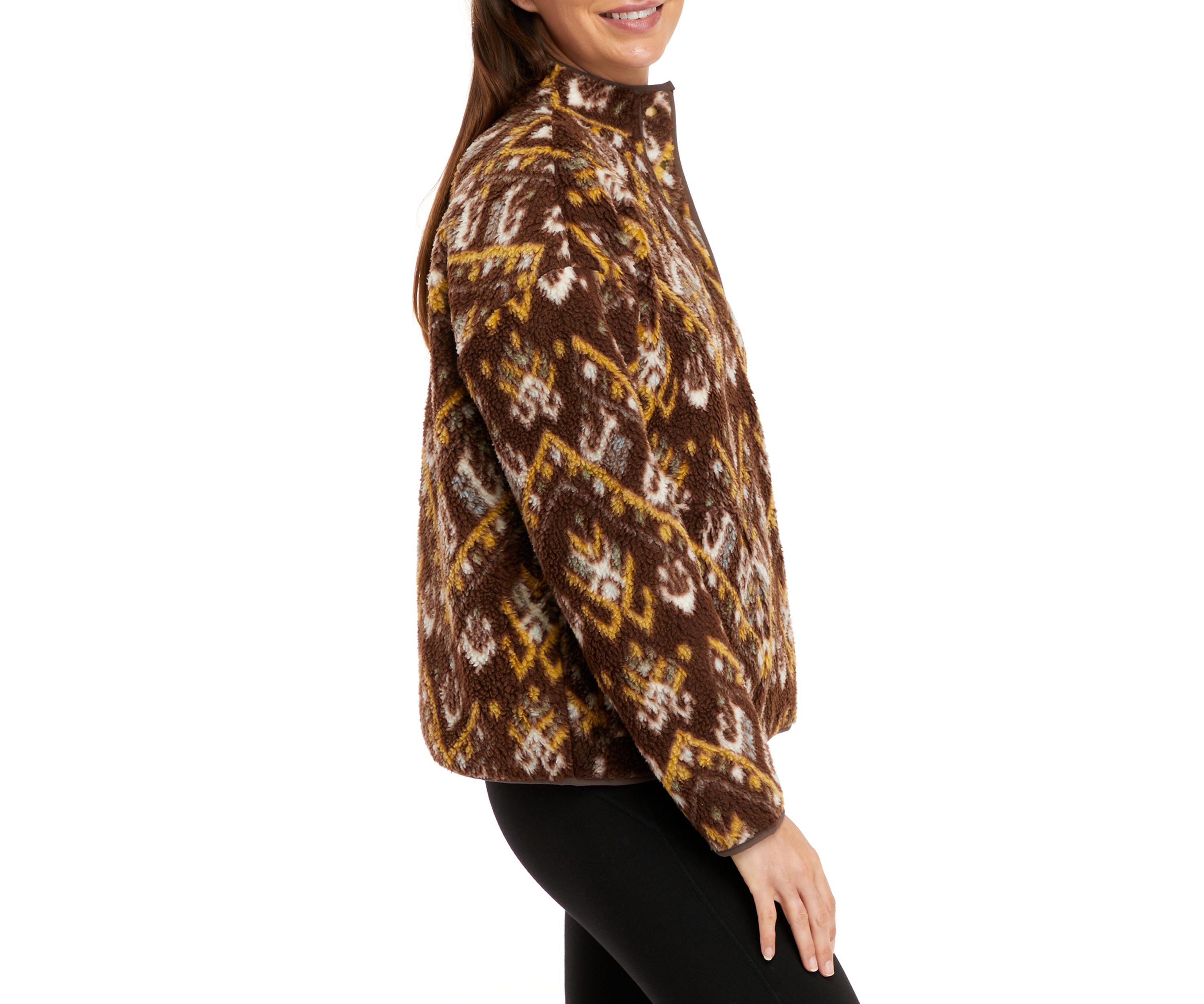 Womens Sherpa Popover Printed Jacket