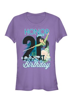 Disney Princess Women's Mulan Twentyone Birthday Graphic T-Shirt, Purple, XL