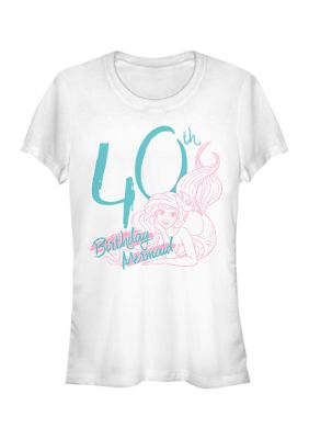 Disney Princess Birthday Mermaid Forty Graphic T-Shirt, White, Large