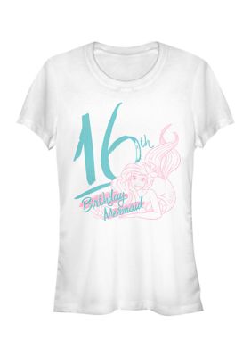 Disney Princess Birthday Mermaid Sixteen Graphic T-Shirt, White, XXL