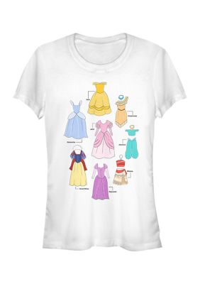 Disney Princess Textbook Dresses Graphic T-Shirt, White, XXL