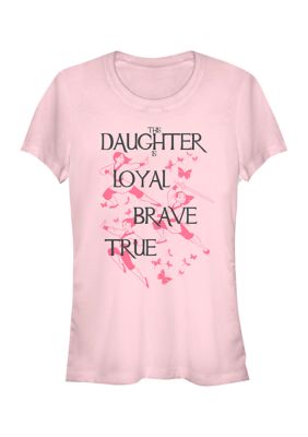 Disney Women's Daughter Mulan Loyal Brave True Graphic T-Shirt, Pink, Small