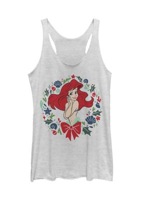 Disney Women's Festive Ariel Graphic Tank Top, White, Small
